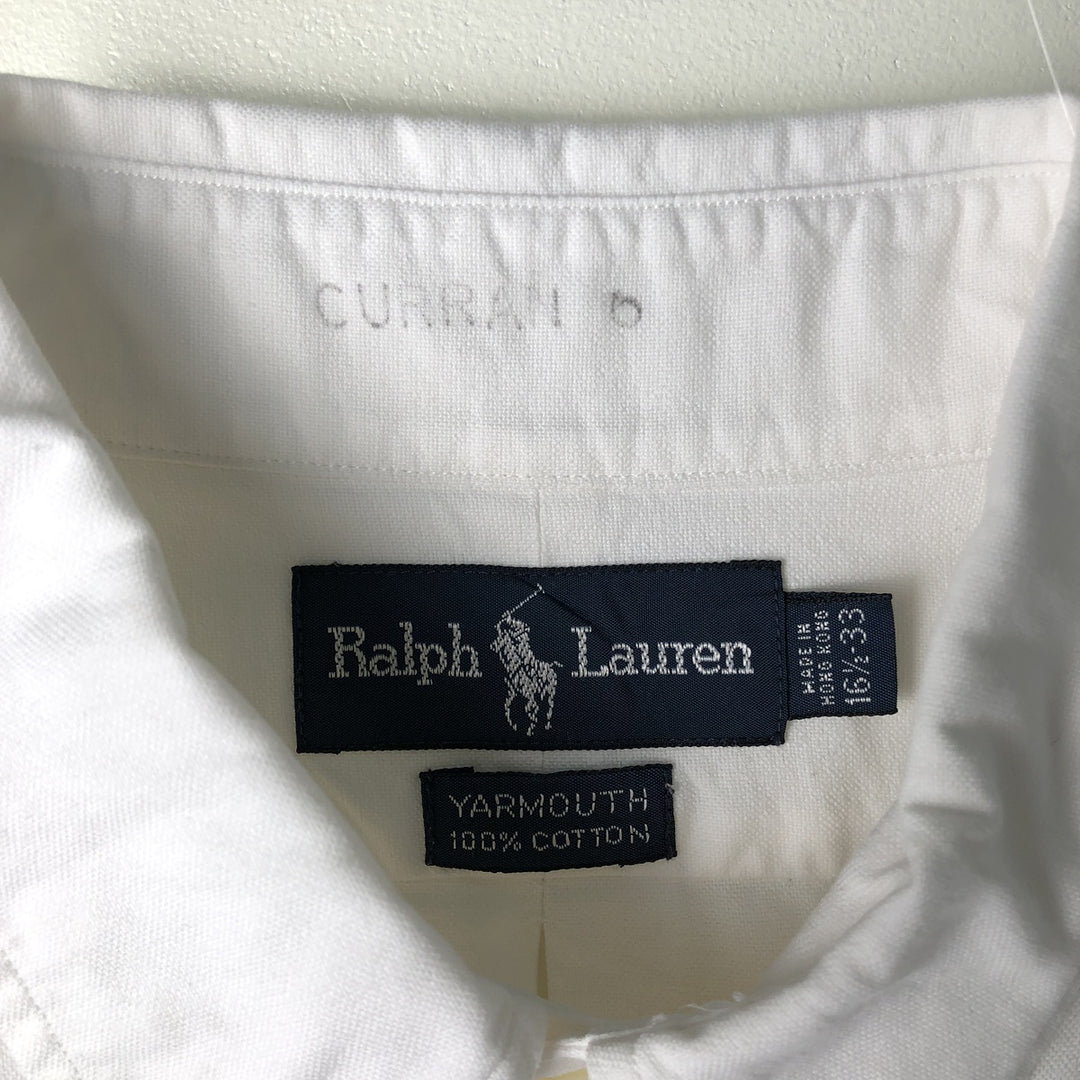 Ralph Lauren YARMOUTH long sleeve button down shirt, men's size L cotton white type Vintage Second Hand