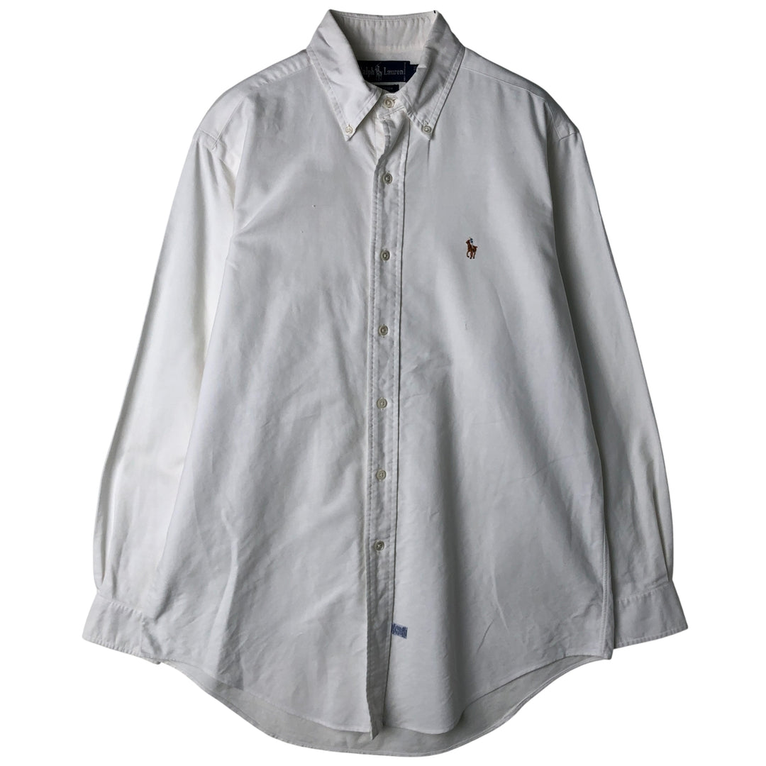 Ralph Lauren long sleeve button down shirt, men's size M cotton white type Vintage Second Hand