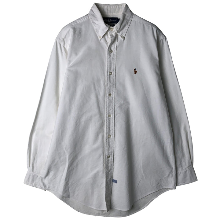 Ralph Lauren long sleeve button down shirt, men's size M cotton white type Vintage Second Hand
