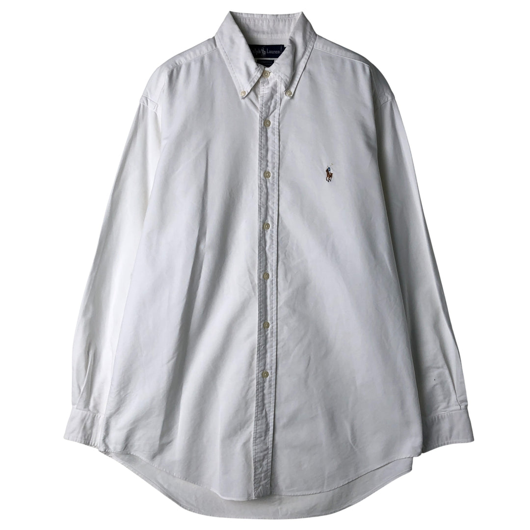 Ralph Lauren YARMOUTH long sleeve button down shirt, men's size M cotton white type Vintage Second Hand