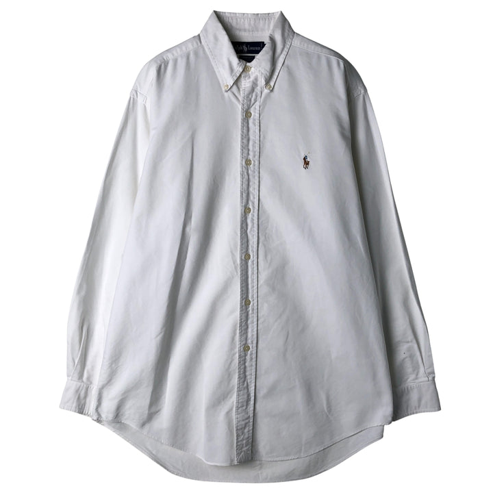 Ralph Lauren YARMOUTH long sleeve button down shirt, men's size M cotton white type Vintage Second Hand