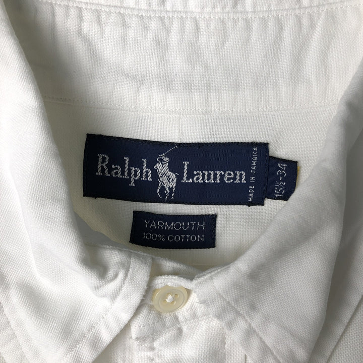 Ralph Lauren YARMOUTH long sleeve button down shirt, men's size M cotton white type Vintage Second Hand