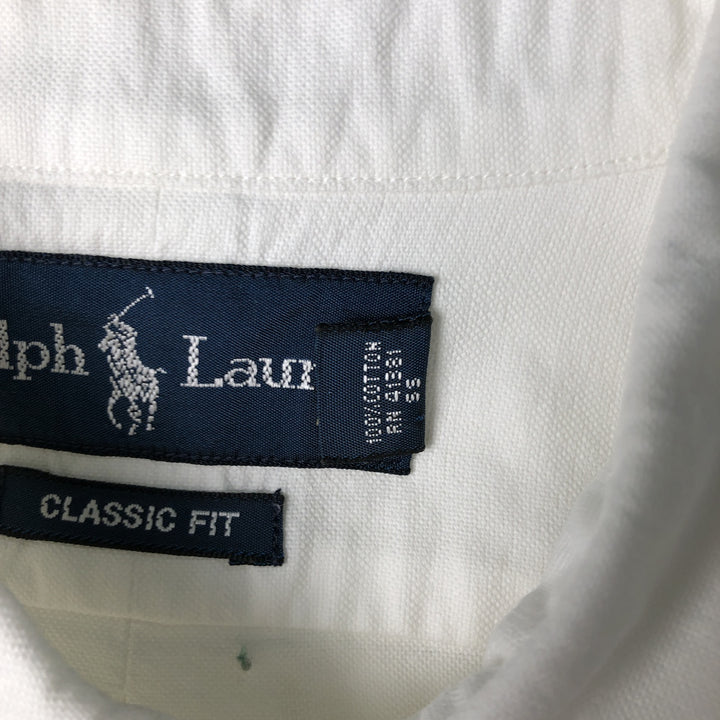 Ralph Lauren YARMOUTH long sleeve button down shirt, men's size M cotton white type Vintage Second Hand
