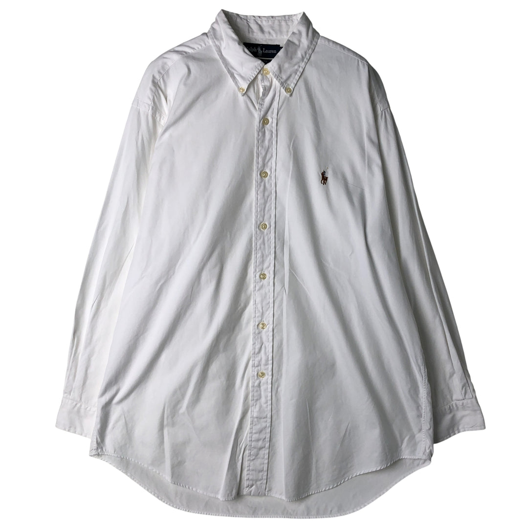 Ralph Lauren YARMOUTH long sleeve button down shirt, men's size L cotton white type Vintage Second Hand