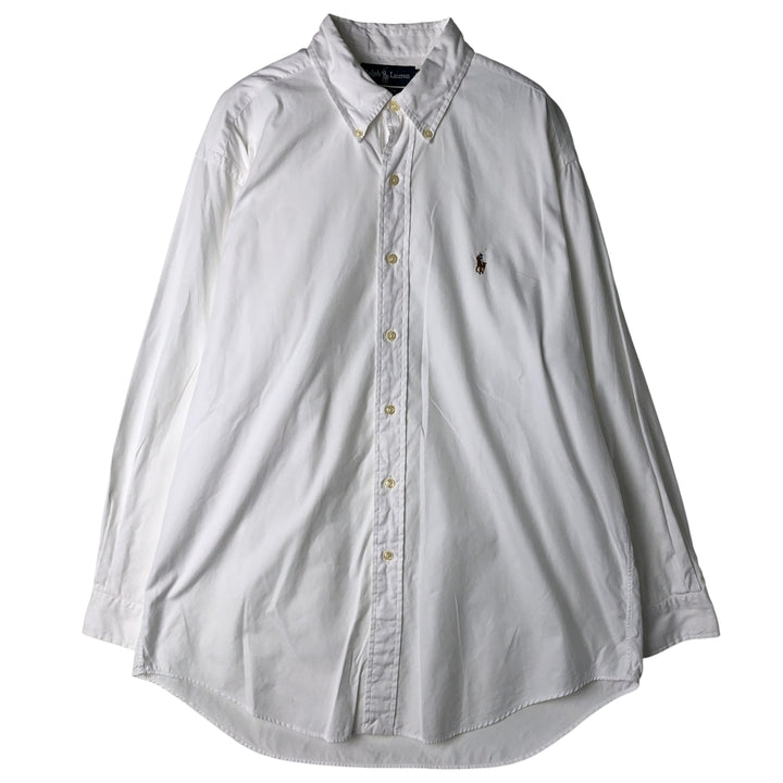 Ralph Lauren YARMOUTH long sleeve button down shirt, men's size L cotton white type Vintage Second Hand