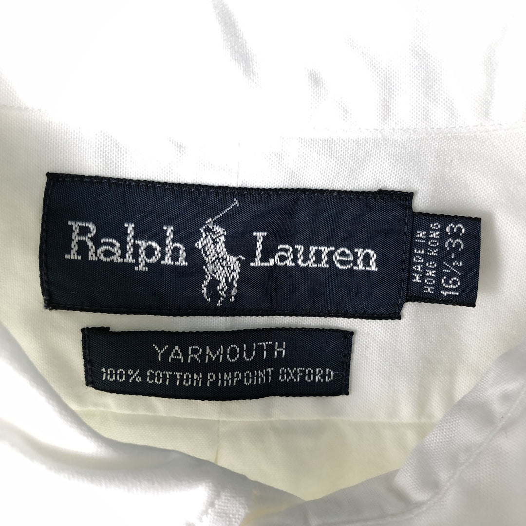 Ralph Lauren YARMOUTH long sleeve button down shirt, men's size L cotton white type Vintage Second Hand