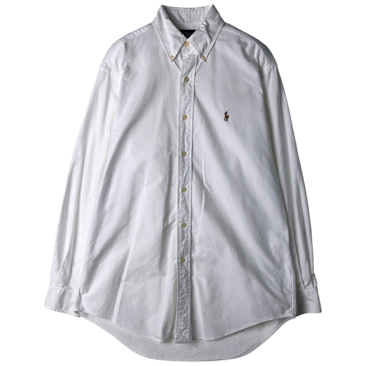 Ralph Lauren YARMOUTH long sleeve button down shirt, men's size M cotton white type Vintage Second Hand