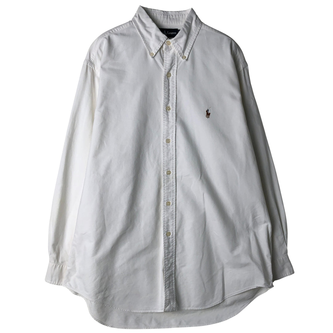 Ralph Lauren YARMOUTH long sleeve button down shirt, men's size L cotton white type Vintage Second Hand