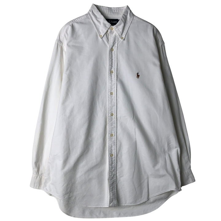 Ralph Lauren YARMOUTH long sleeve button down shirt, men's size L cotton white type Vintage Second Hand