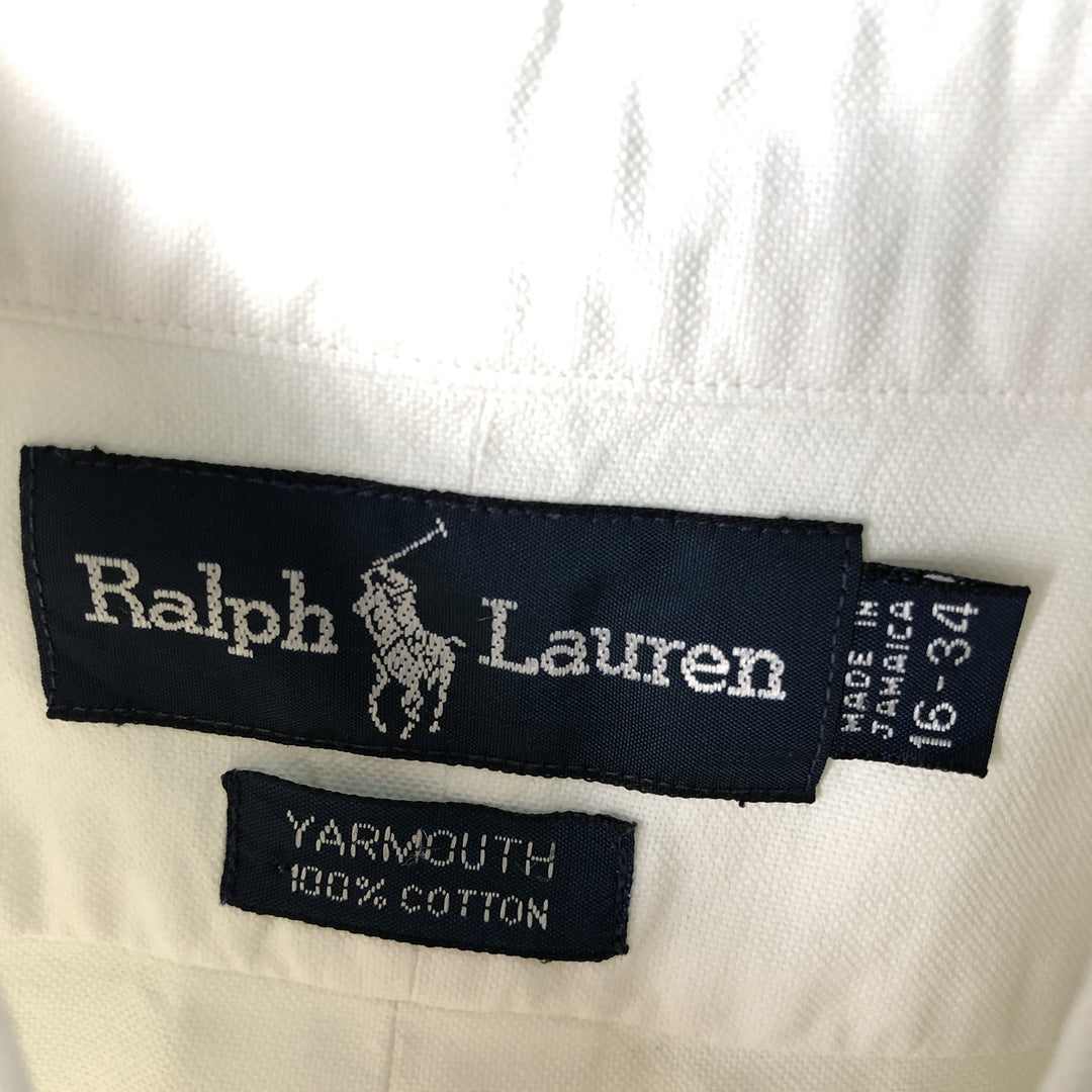 Ralph Lauren YARMOUTH long sleeve button down shirt, men's size L cotton white type Vintage Second Hand