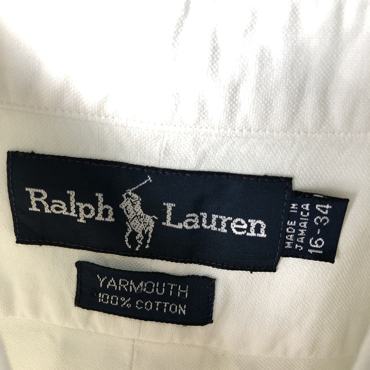 Ralph Lauren YARMOUTH long sleeve button down shirt, men's size L cotton white type Vintage Second Hand
