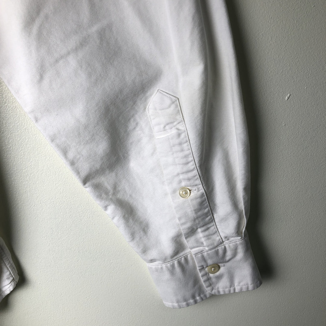 Ralph Lauren YARMOUTH long sleeve button down shirt, men's size L cotton white type Vintage Second Hand