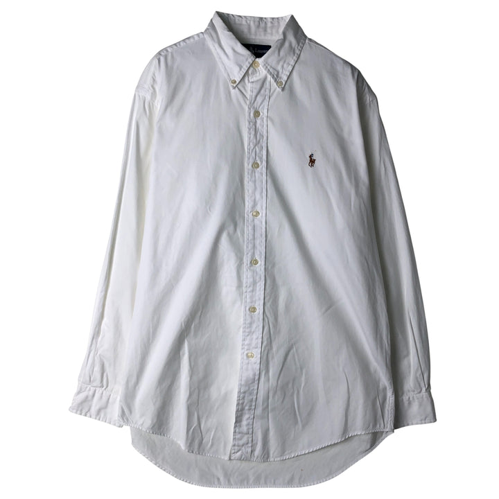 Ralph Lauren YARMOUTH long sleeve button down shirt, men's size M cotton white type Vintage Second Hand