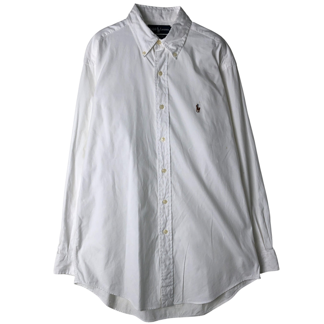 Ralph Lauren YARMOUTH long sleeve button down shirt, men's size M cotton white type Vintage Second Hand