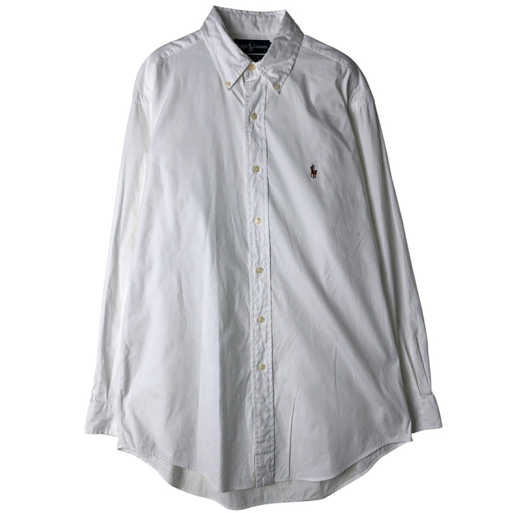 Ralph Lauren YARMOUTH long sleeve button down shirt, men's size M cotton white type Vintage Second Hand