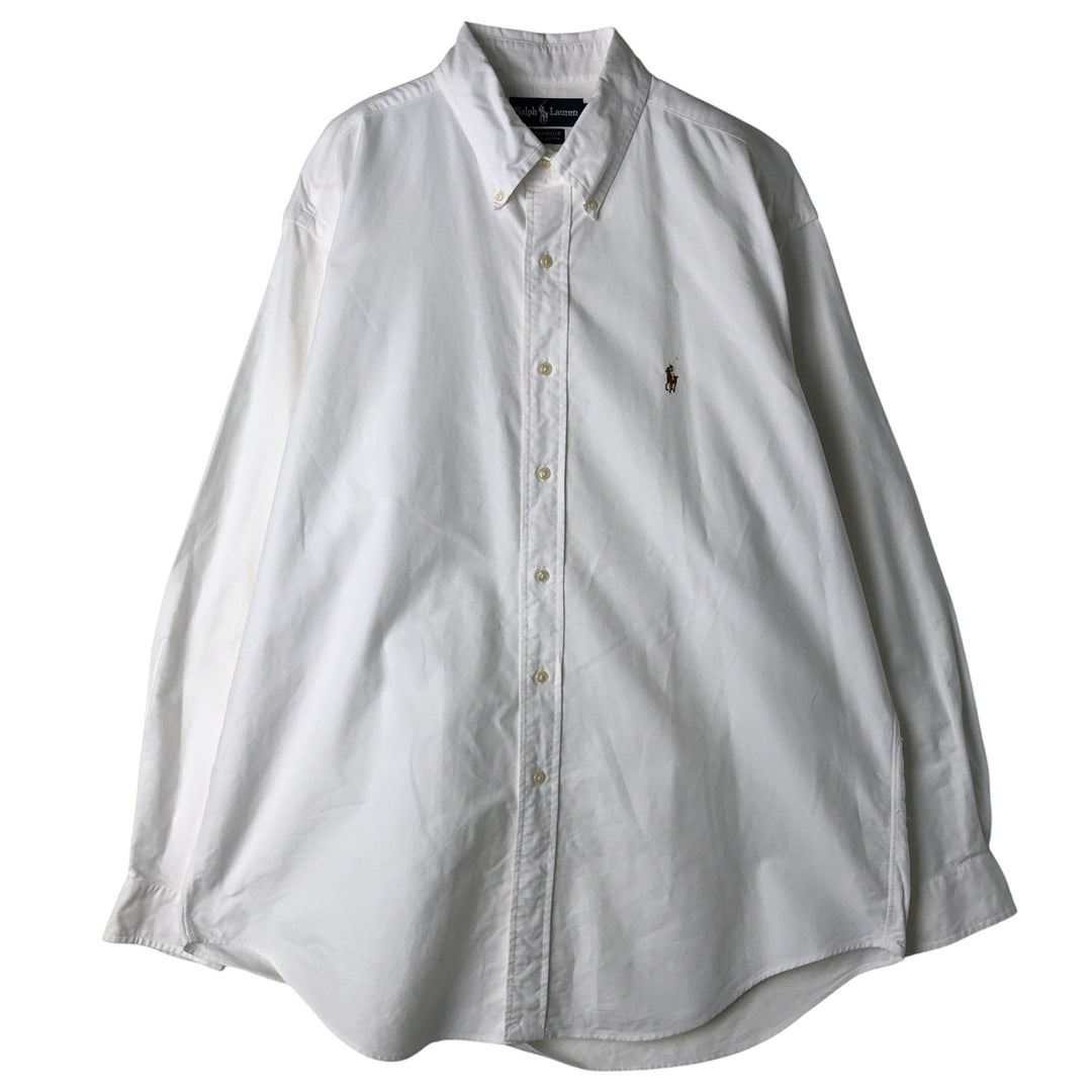 Ralph Lauren YARMOUTH long sleeve button down shirt, men's size L cotton white type Vintage Second Hand
