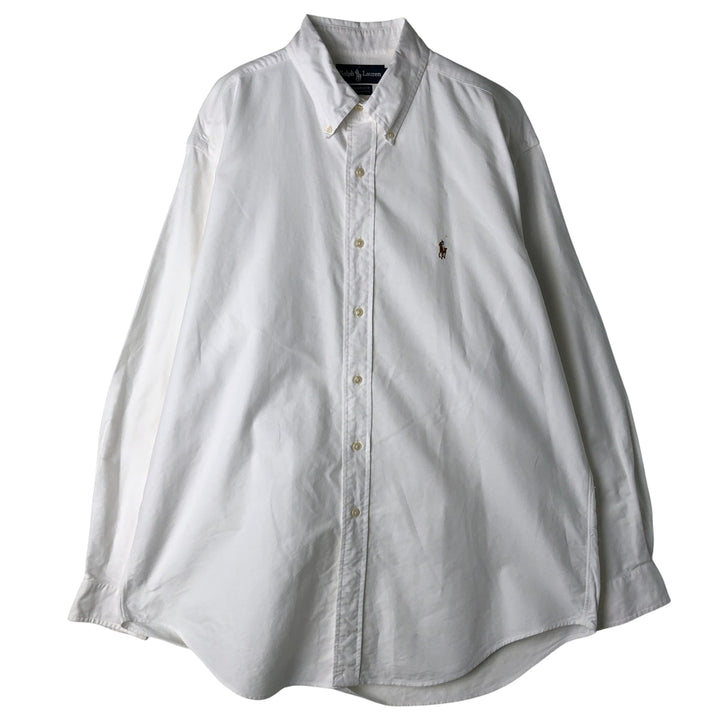 Ralph Lauren YARMOUTH long sleeve button down shirt, men's size L cotton white type Vintage Second Hand