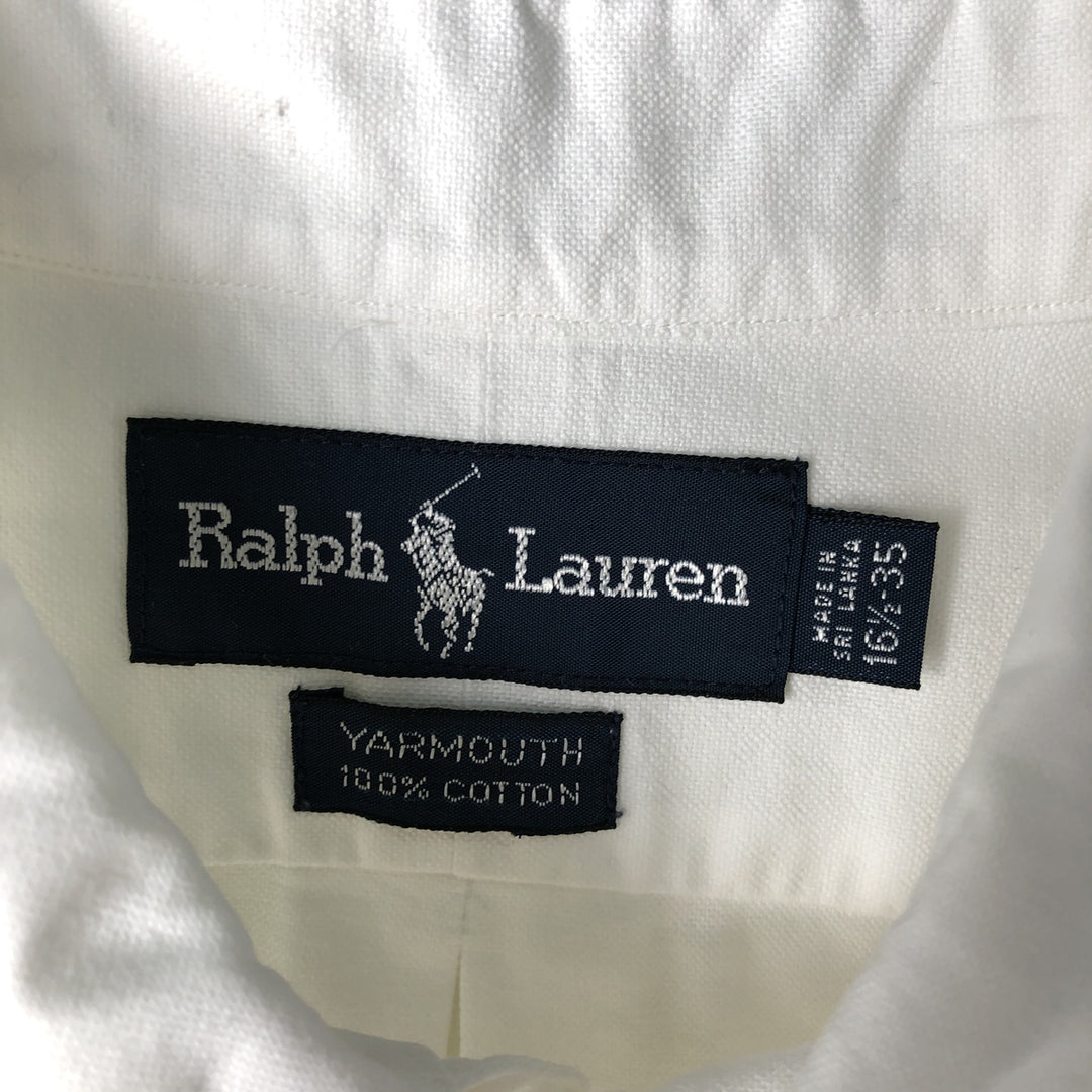 Ralph Lauren YARMOUTH long sleeve button down shirt, men's size L cotton white type Vintage Second Hand