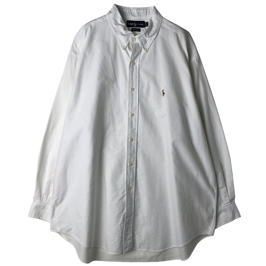 Ralph Lauren YARMOUTH long sleeve button down shirt, men's XL size cotton white type Vintage Second Hand