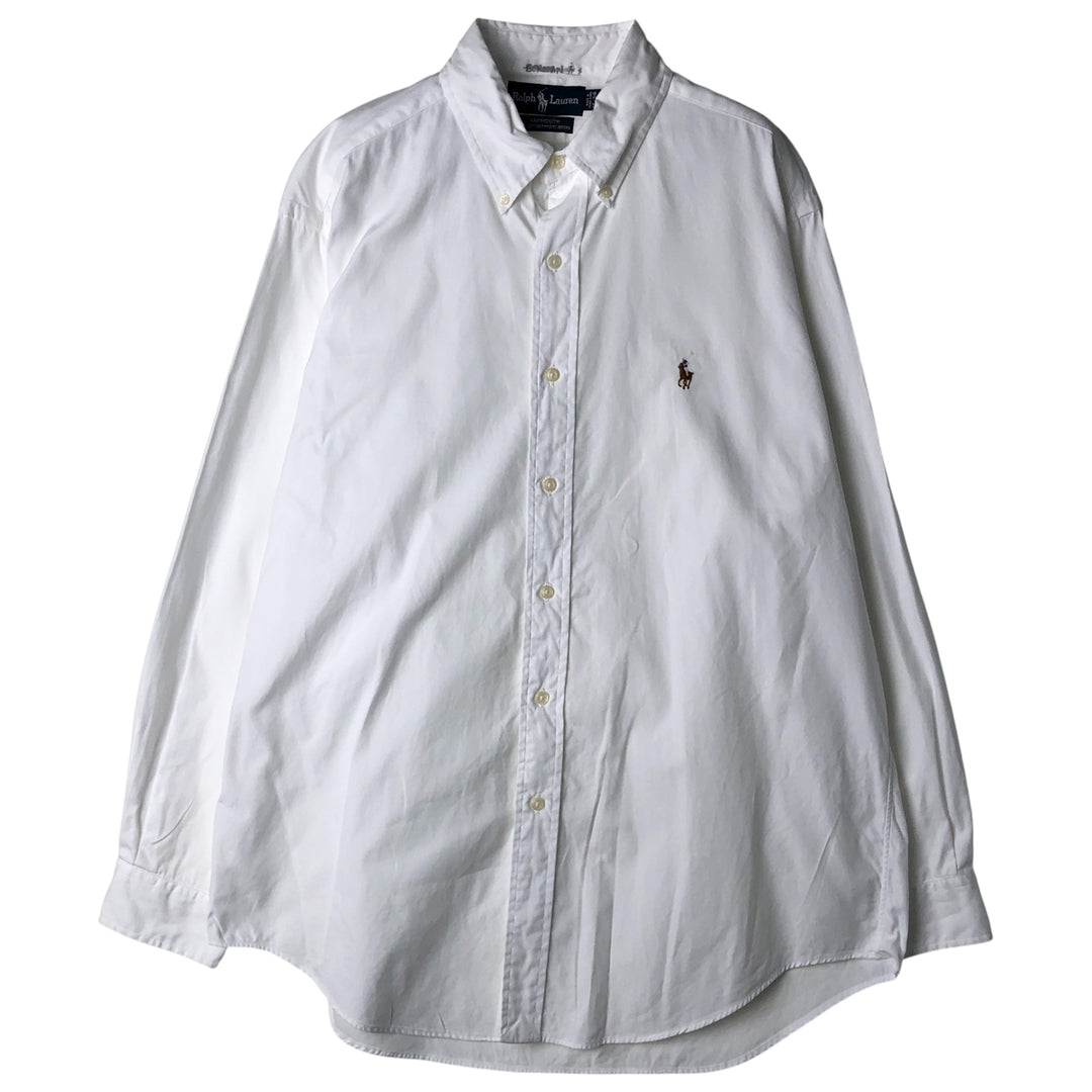 Ralph Lauren YARMOUTH long sleeve button down shirt, men's size L cotton white type Vintage Second Hand