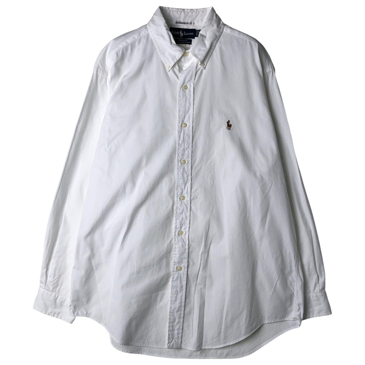 Ralph Lauren YARMOUTH long sleeve button down shirt, men's size L cotton white type Vintage Second Hand