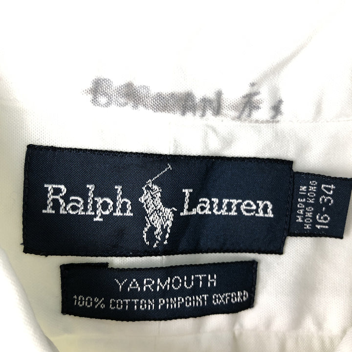 Ralph Lauren YARMOUTH long sleeve button down shirt, men's size L cotton white type Vintage Second Hand