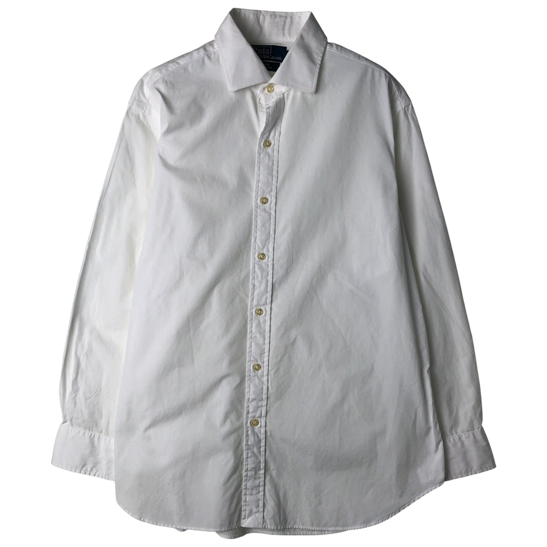 Ralph Lauren POLO by Ralph Lauren REGENT CUSTOM FIT wide collar long sleeve cotton shirt, men's size L cotton white type Vintage Second Hand