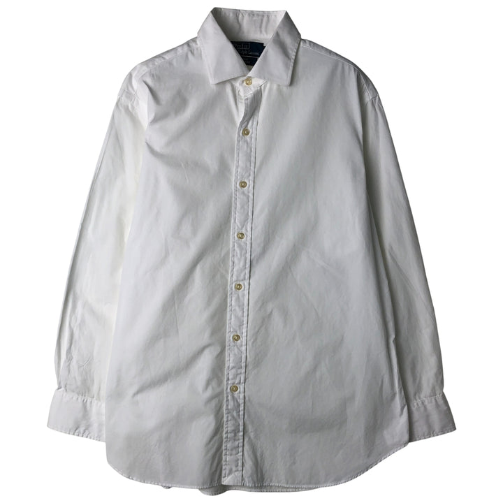 Ralph Lauren POLO by Ralph Lauren REGENT CUSTOM FIT wide collar long sleeve cotton shirt, men's size L cotton white type Vintage Second Hand