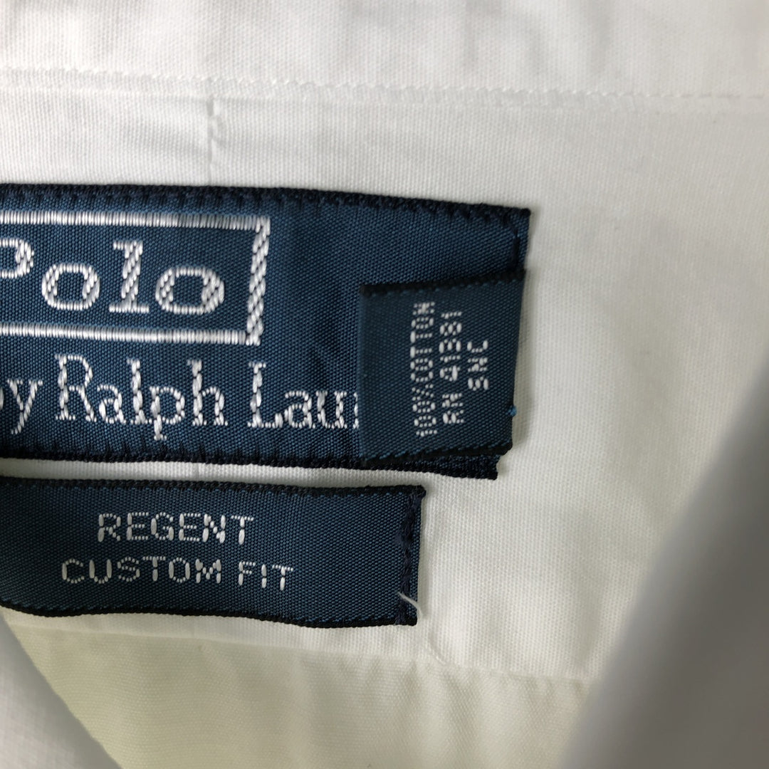 Ralph Lauren POLO by Ralph Lauren REGENT CUSTOM FIT wide collar long sleeve cotton shirt, men's size L cotton white type Vintage Second Hand