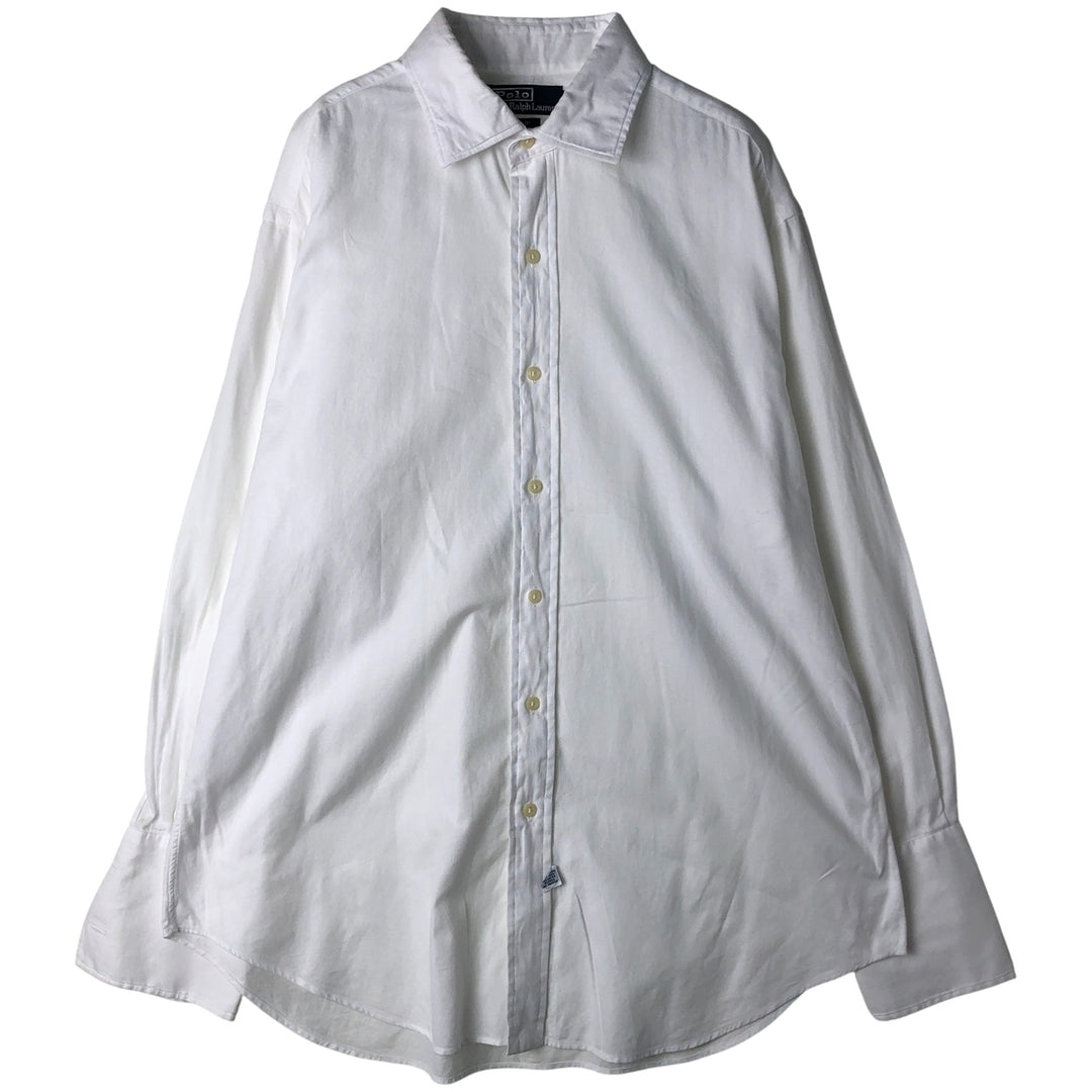 Ralph Lauren POLO by Ralph Lauren PHILIP long-sleeved cotton shirt with cuffs, men's size L cotton white type Vintage Second Hand