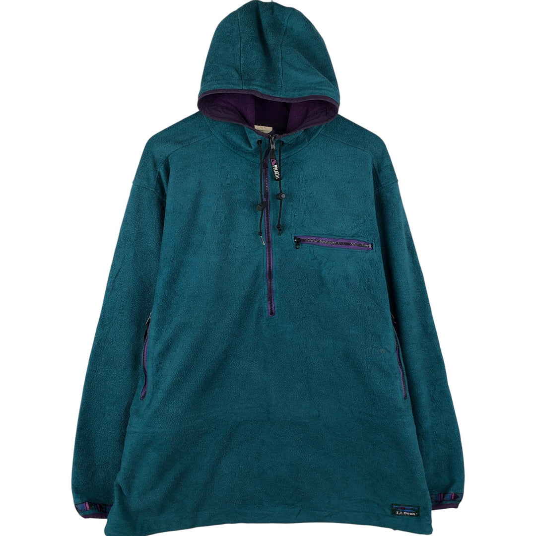 1990'S LLBean Half-Zip Fleece Pullover Hoodie, Men's XL, Vintage unclear green type Vintage Second Hand
