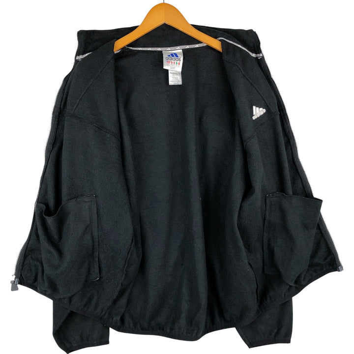 90'S Adidas Fleece Jacket, Men's Size L, Vintage polyester black type Vintage Second Hand