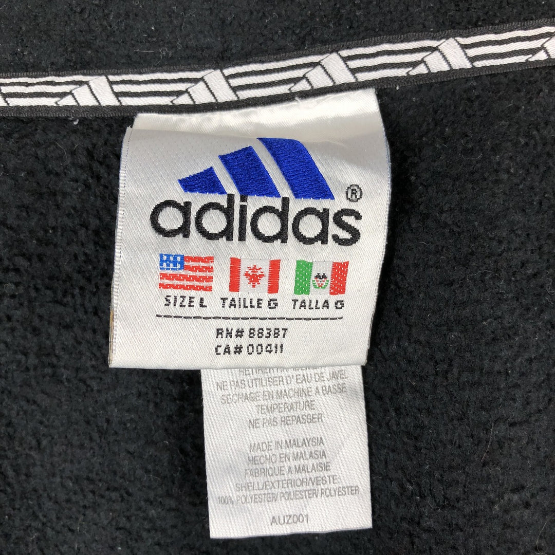 90'S Adidas Fleece Jacket, Men's Size L, Vintage polyester black type Vintage Second Hand