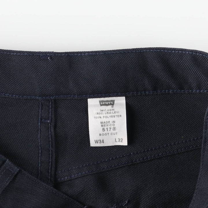 Levi's 517 Boot Cut Flare Pants, Men's, Size 34 polyester navy blue type Vintage Second Hand