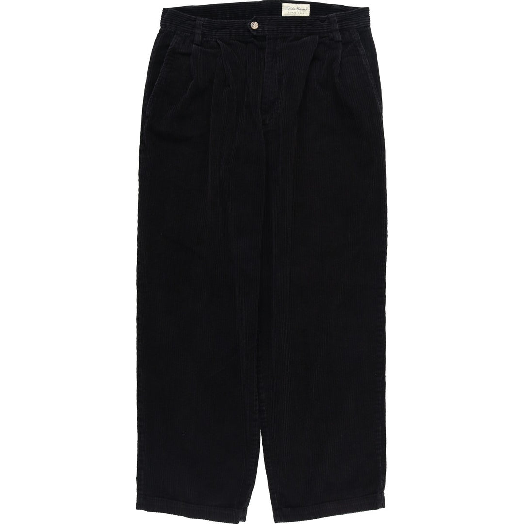 Eddie Bauer Two-pleat Corduroy Pants for Men, Size W34 cotton black type Vintage Second Hand