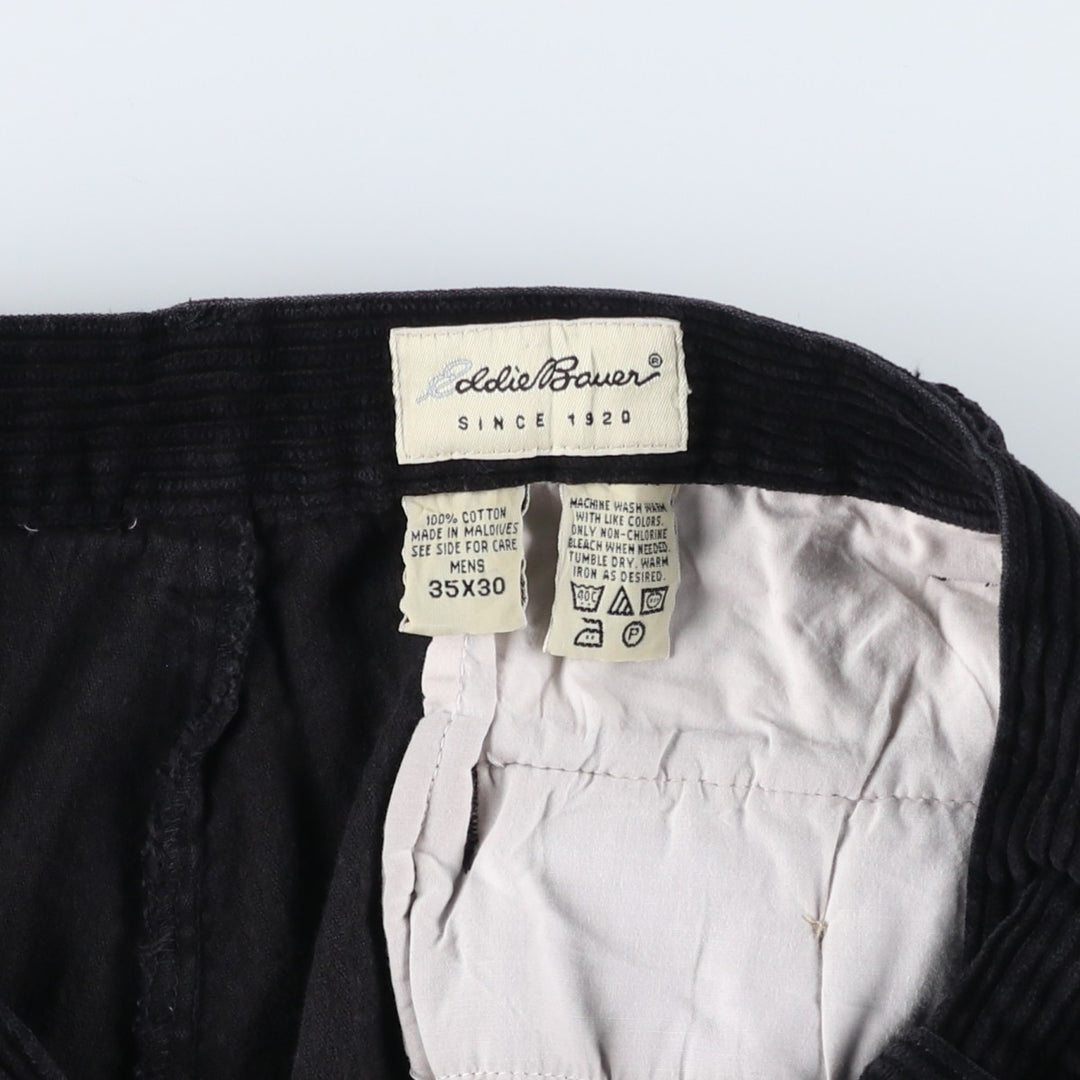 Eddie Bauer Two-pleat Corduroy Pants for Men, Size W34 cotton black type Vintage Second Hand