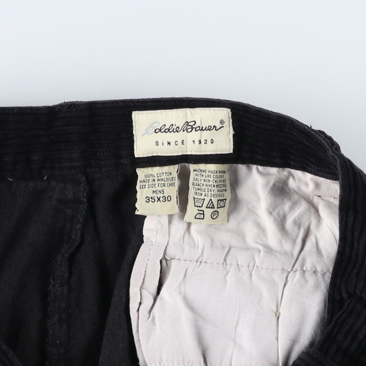 Eddie Bauer Two-pleat Corduroy Pants for Men, Size W34 cotton black type Vintage Second Hand
