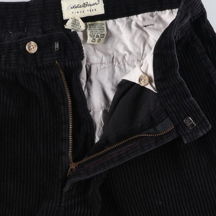 Eddie Bauer Two-pleat Corduroy Pants for Men, Size W34 cotton black type Vintage Second Hand