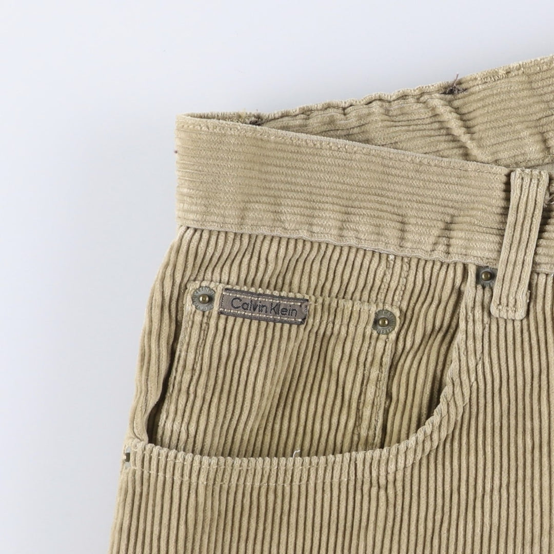 Calvin Klein wide-ribbed corduroy pants, made in the USA, men's size W36 cotton Beige type Vintage Second Hand
