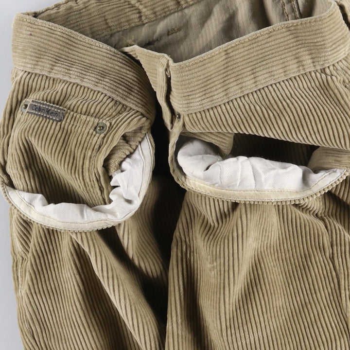 Calvin Klein wide-ribbed corduroy pants, made in the USA, men's size W36 cotton Beige type Vintage Second Hand