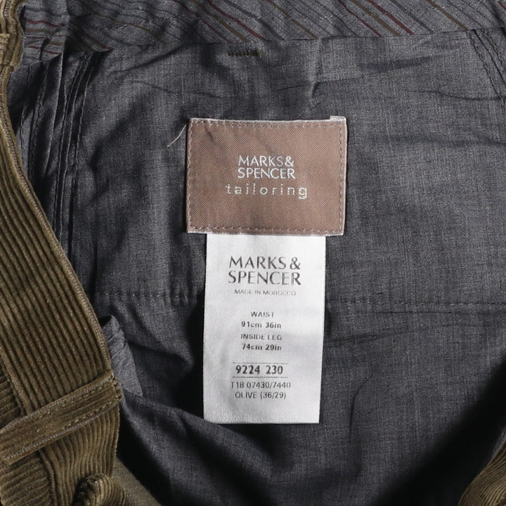 Marks and Spencer Men's Corduroy Pants, Size W35 cotton Khaki type Vintage Second Hand