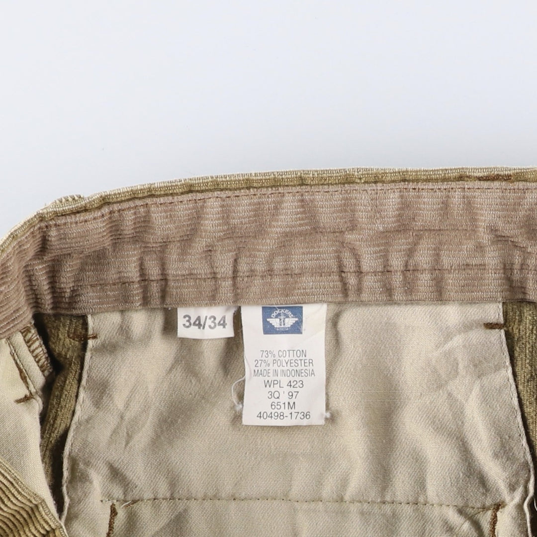 Dockers Class A Two-Pleated Corduroy Pants, Men's, Size W33 cotton Khaki type beige Vintage Second Hand