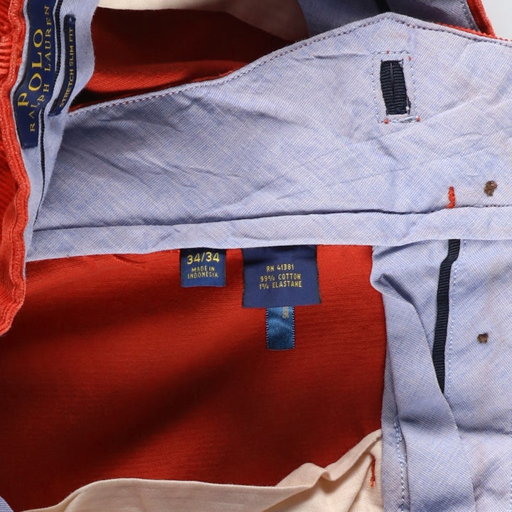 Ralph Lauren POLO RALPH LAUREN STRETCH SLIM FIT Corduroy Pants Men's Size 36 cotton red type Vintage Second Hand