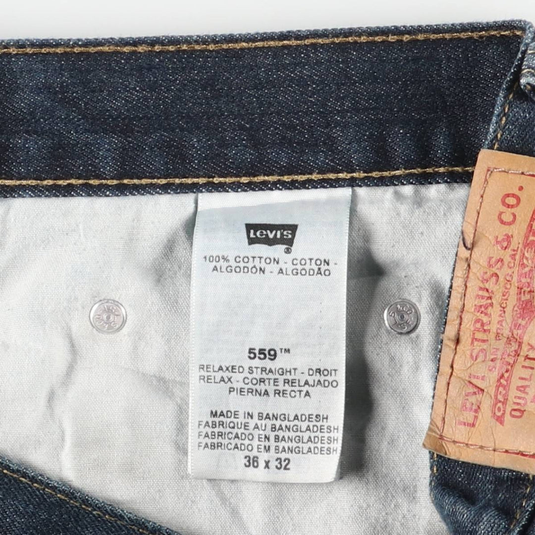 Levi's 559 Relaxed Straight Wide-leg Denim Pants, Men's, Size 37 cotton navy blue type Vintage Second Hand