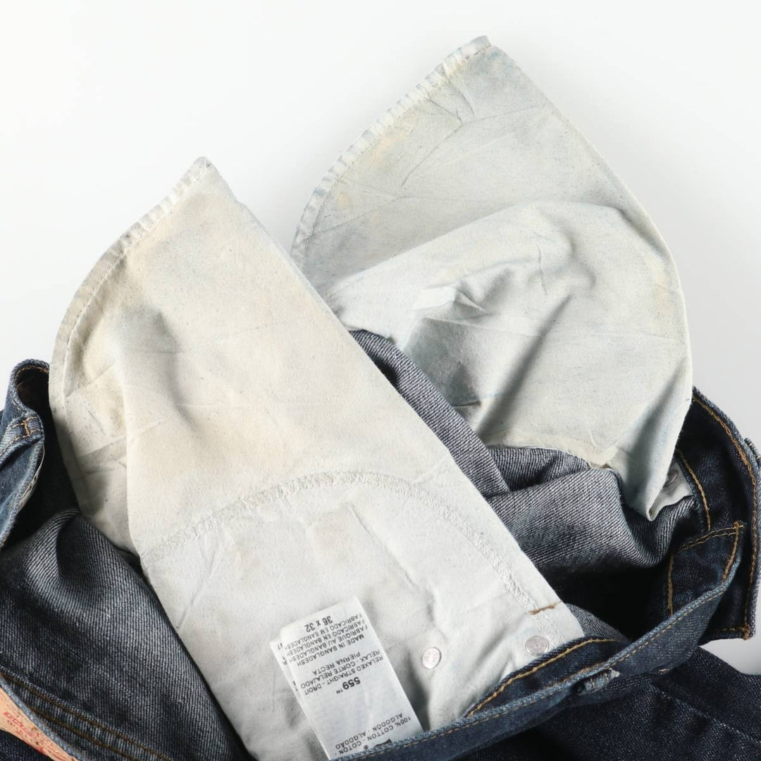Levi's 559 Relaxed Straight Wide-leg Denim Pants, Men's, Size 37 cotton navy blue type Vintage Second Hand