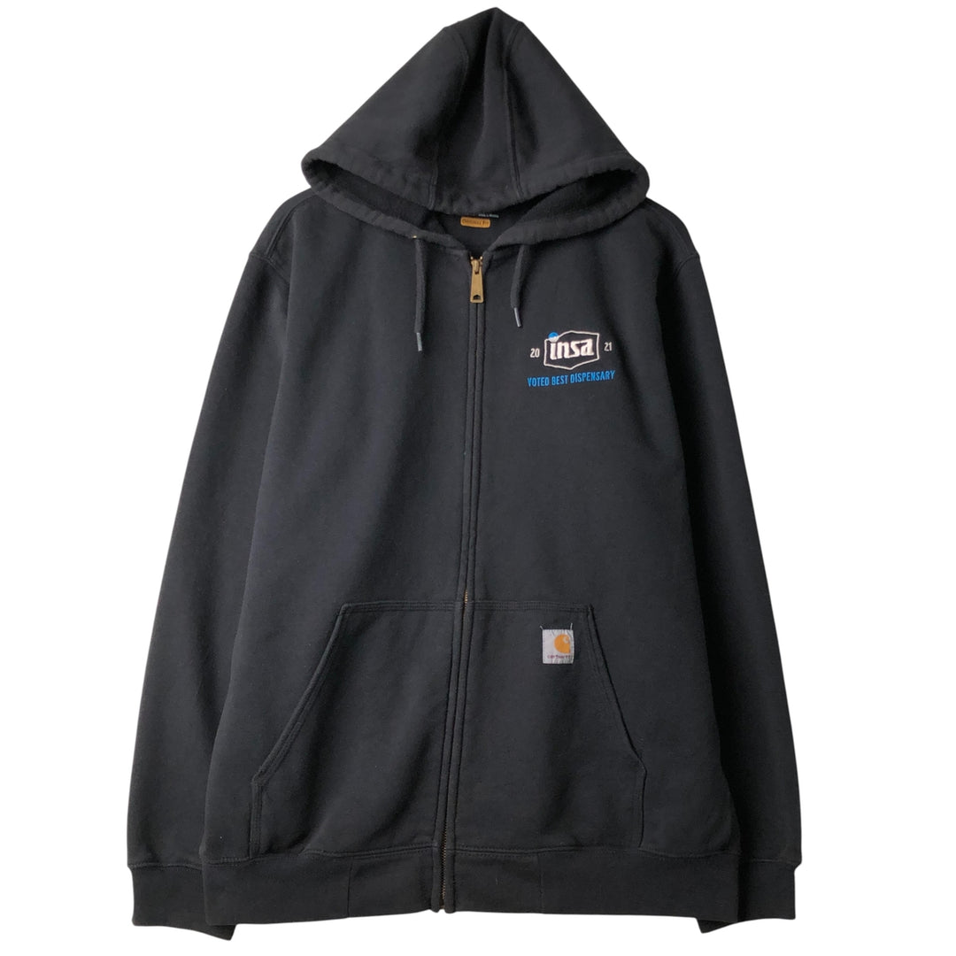 Carhartt Sweat Full Zip Hoodie Men's L size cotton black type Vintage Second Hand