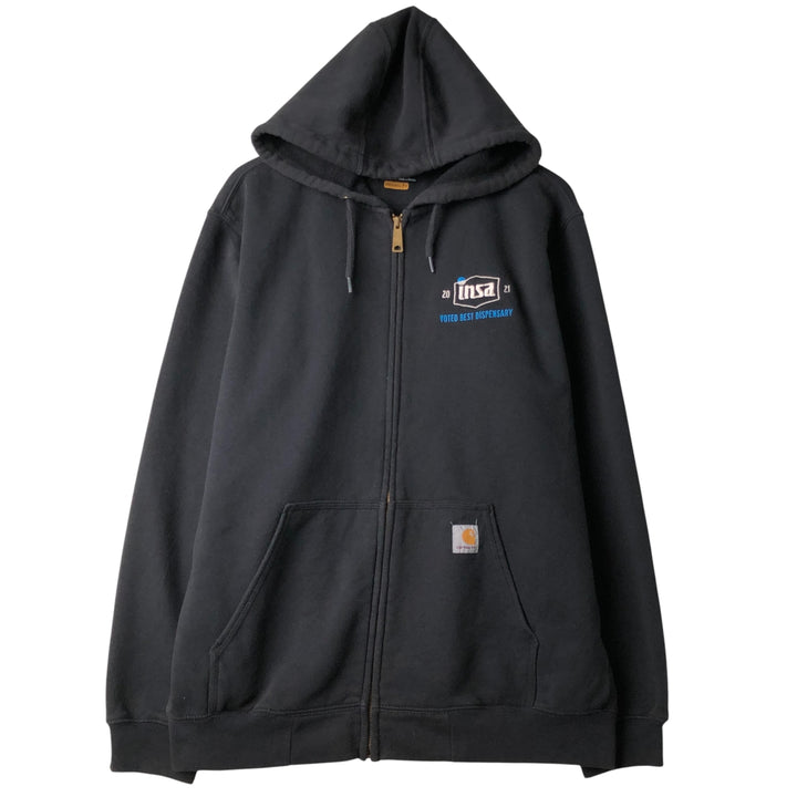 Carhartt Sweat Full Zip Hoodie Men's L size cotton black type Vintage Second Hand
