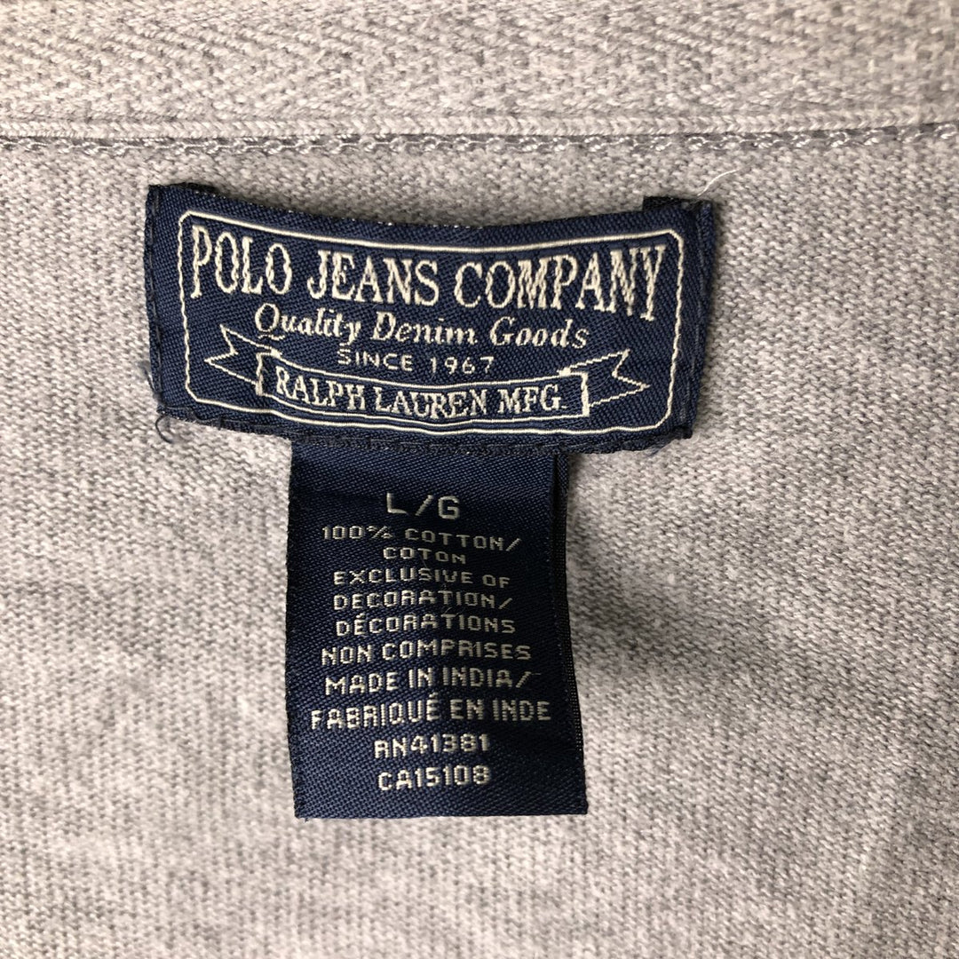 2000'S Ralph Lauren POLO JEANS COMPANY full-zip sweatshirt, men's size L cotton gray type Vintage Second Hand
