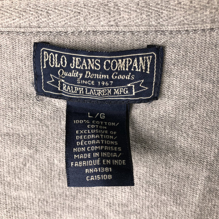 2000'S Ralph Lauren POLO JEANS COMPANY full-zip sweatshirt, men's size L cotton gray type Vintage Second Hand
