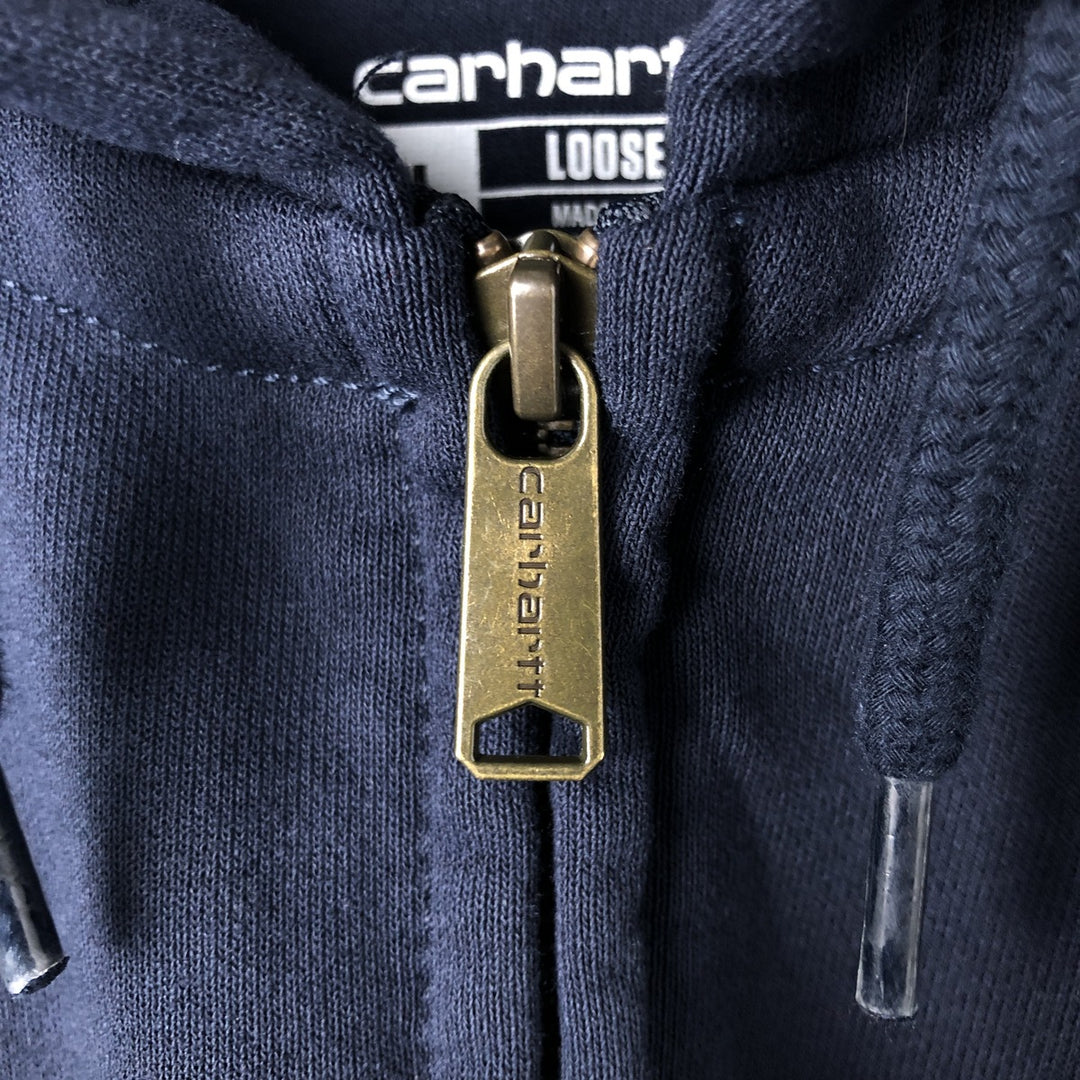 Carhartt Loose Fit Sweat Full Zip Hoodie, Men's L size cotton navy blue type Vintage Second Hand